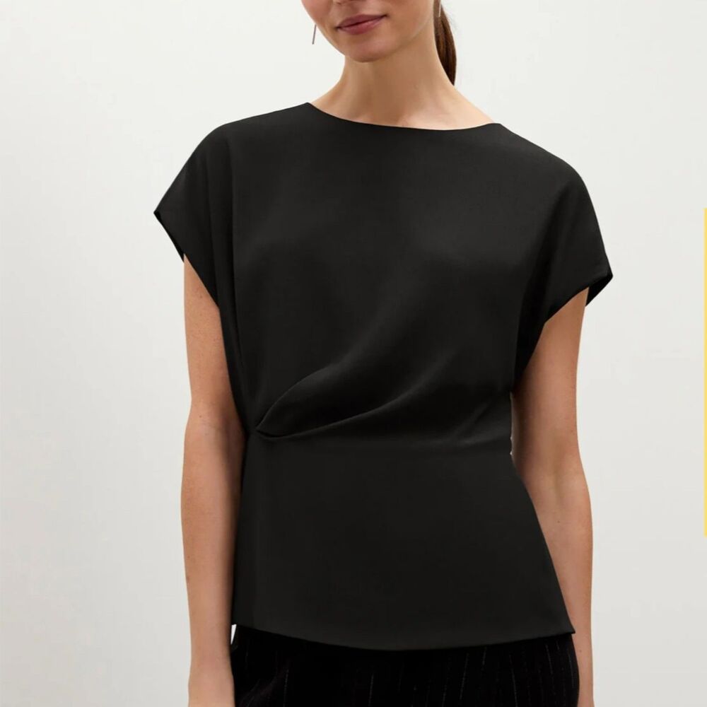 M.M. LaFleur Nejvi Soft Wave Blouse Top, Black, Medium